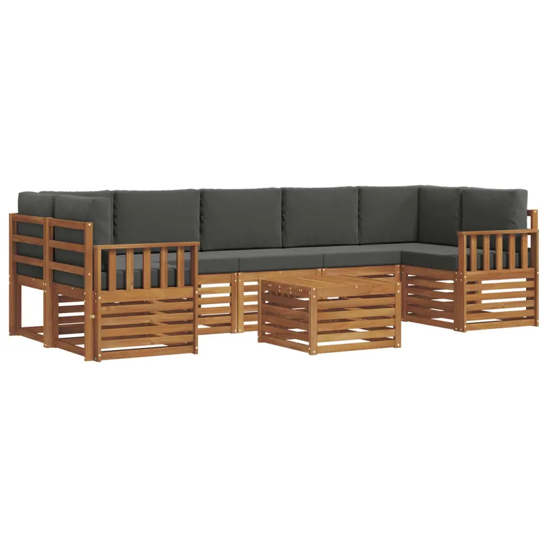 Lauko sofos komplektas su pagalve 8 pcs Natūralus ir antracitas