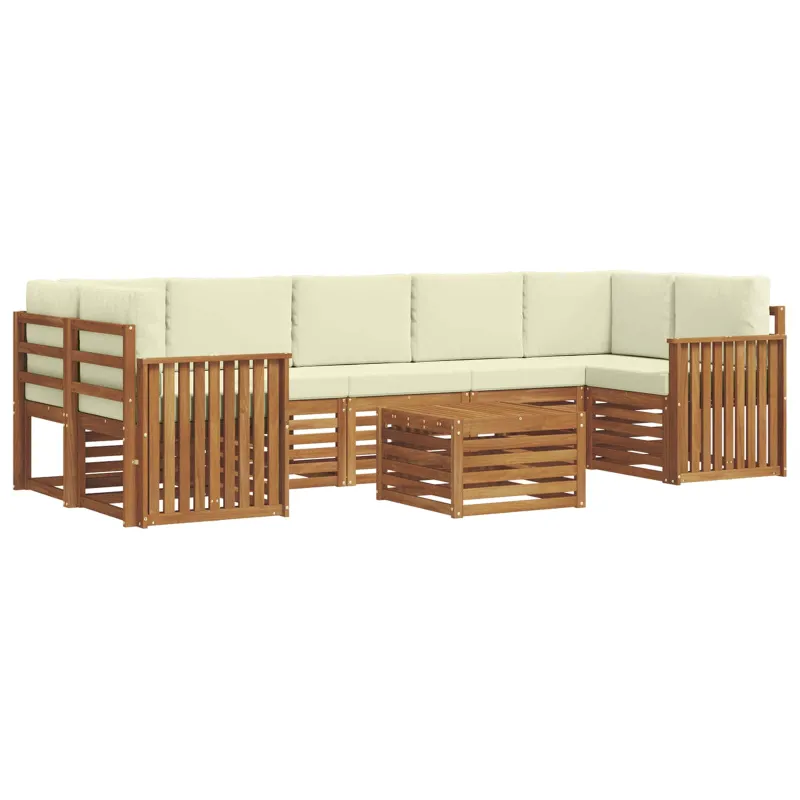 Lauko sofos komplektas su pagalve 8 pcs Natūralus ir grietinėlė