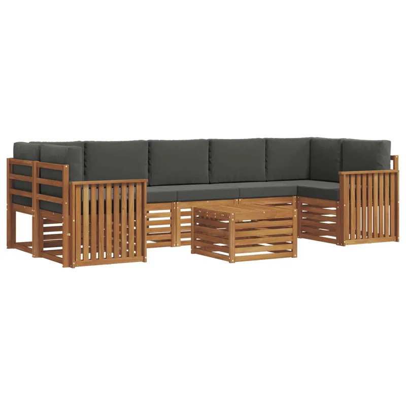 Lauko sofos komplektas su pagalve 8 pcs Natūralus ir antracitas