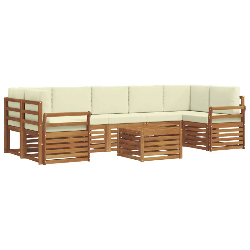 Lauko sofos komplektas su pagalve 8 pcs Natūralus ir grietinėlė