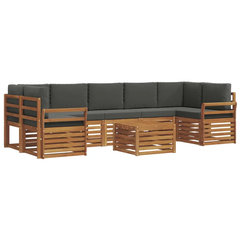 Lauko sofos komplektas su pagalve 8 pcs Natūralus ir antracitas