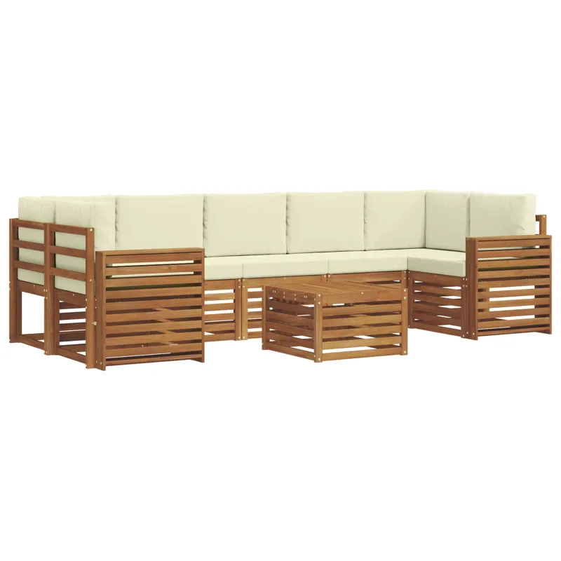 Lauko sofos komplektas su pagalve 8 pcs Natūralus ir grietinėlė