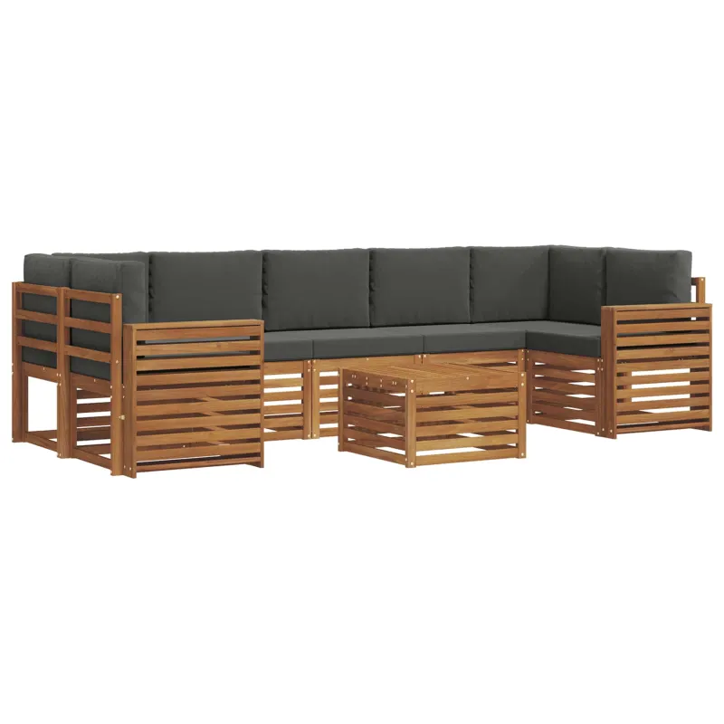 Lauko sofos komplektas su pagalve 8 pcs Natūralus ir antracitas