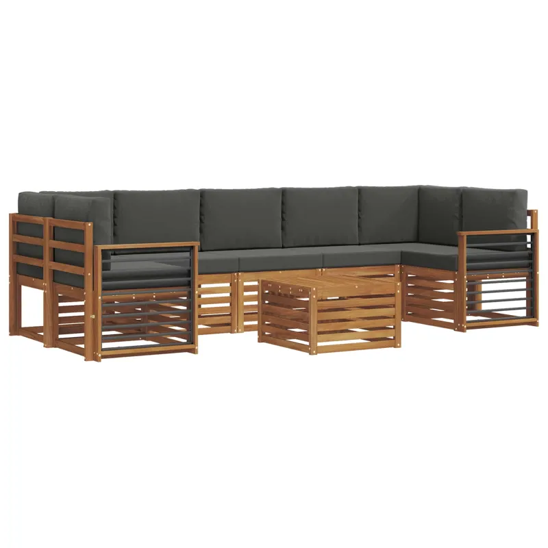 Lauko sofos komplektas su pagalve 8 pcs Natūralus ir antracitas