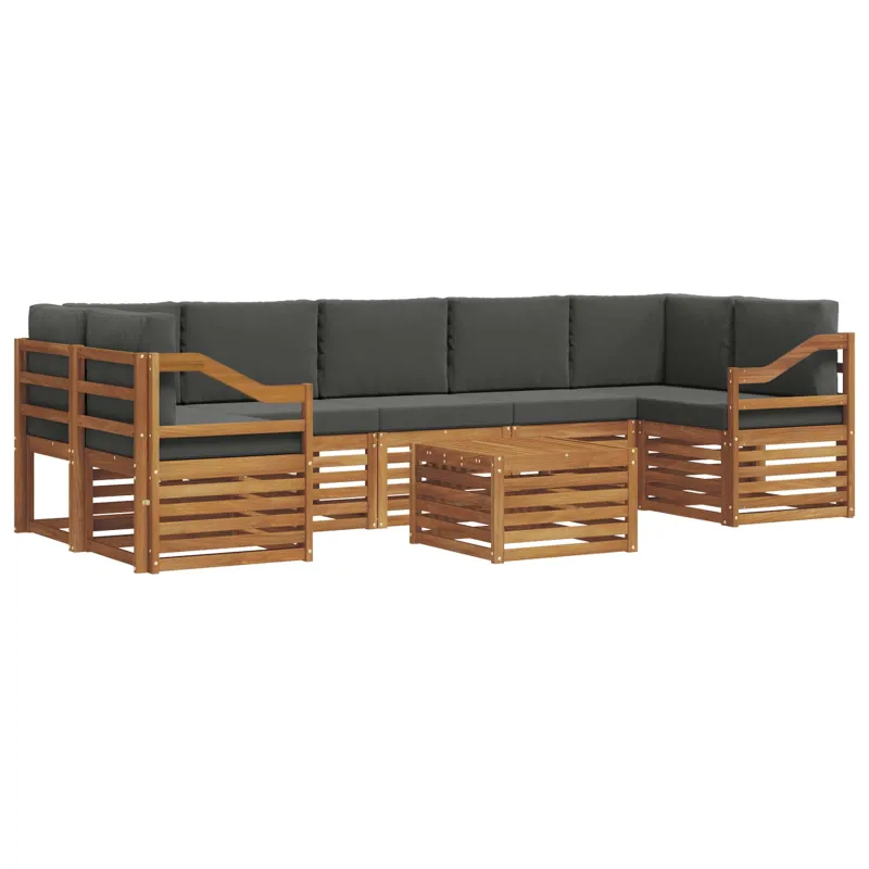 Lauko sofos komplektas su pagalve 8 pcs Natūralus ir antracitas