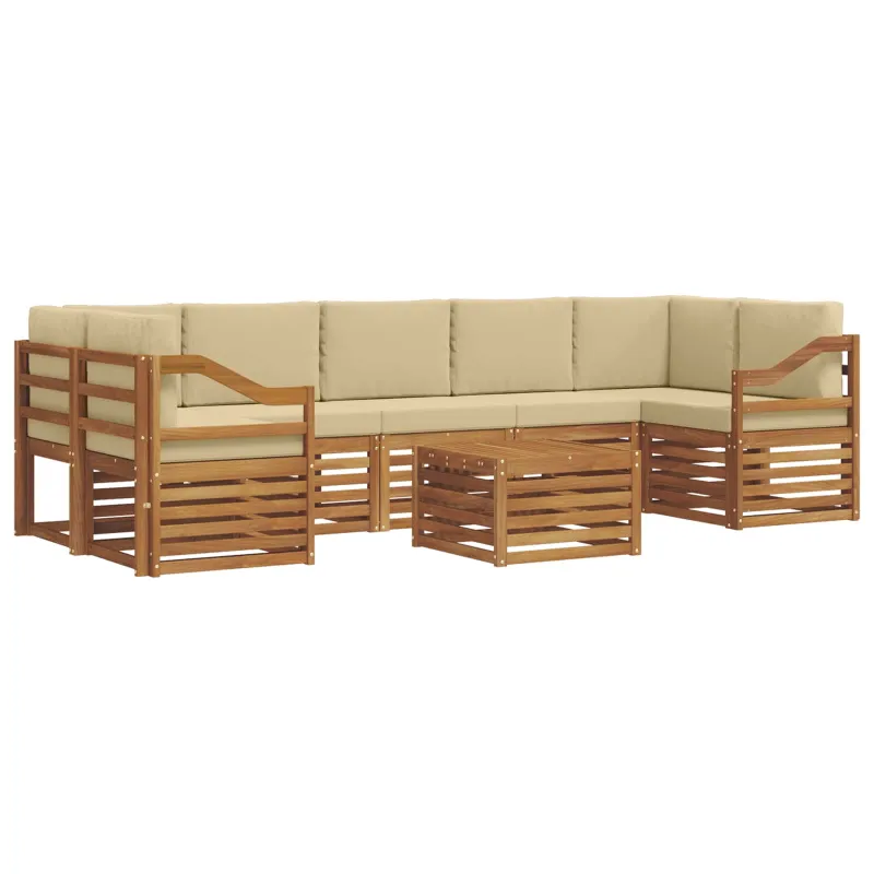 Lauko sofos komplektas su pagalve 8 pcs Natūralus ir bežinis