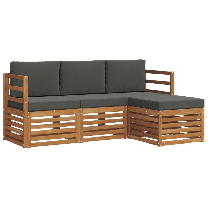 Lauko sofos komplektas su pagalve 4 pcs Natūralus ir antracitas