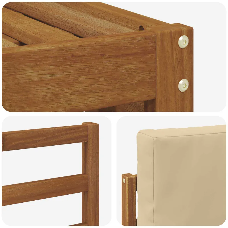 Lauko sofos komplektas su pagalve 4 pcs Natūralus ir bežinis