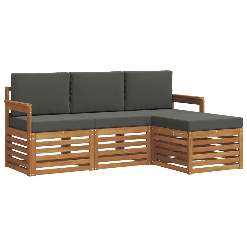 Lauko sofos komplektas su pagalve 4 pcs Natūralus ir antracitas