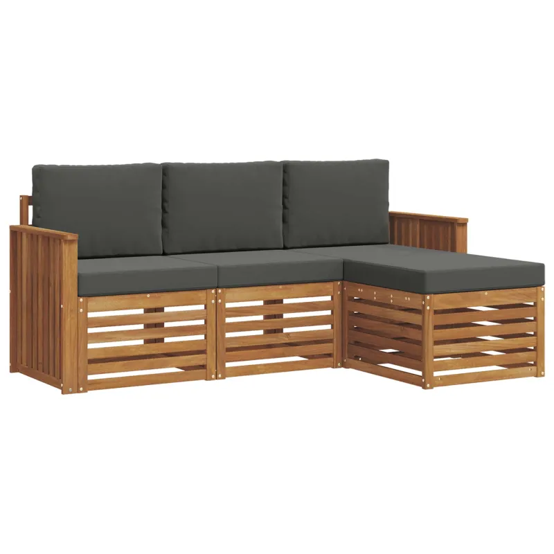 Lauko sofos komplektas su pagalve 4 pcs Natūralus ir antracitas