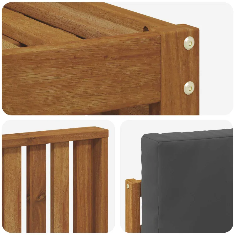 Lauko sofos komplektas su pagalve 4 pcs Natūralus ir antracitas
