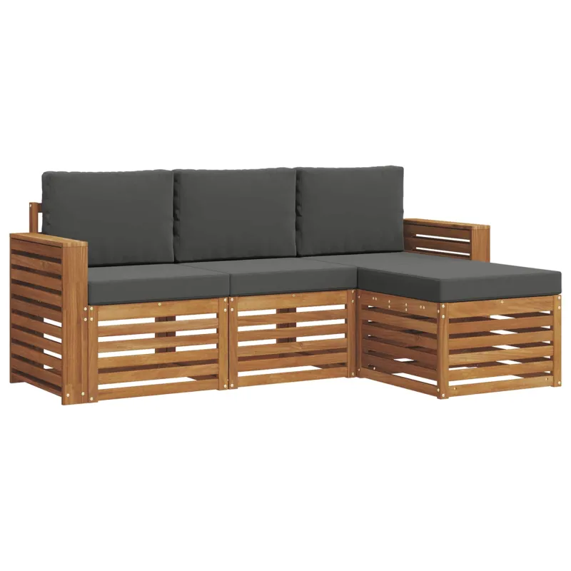 Lauko sofos komplektas su pagalve 4 pcs Natūralus ir antracitas