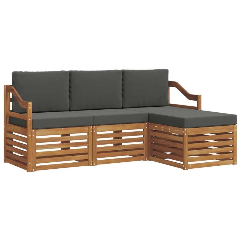 Lauko sofos komplektas su pagalve 4 pcs Natūralus ir antracitas