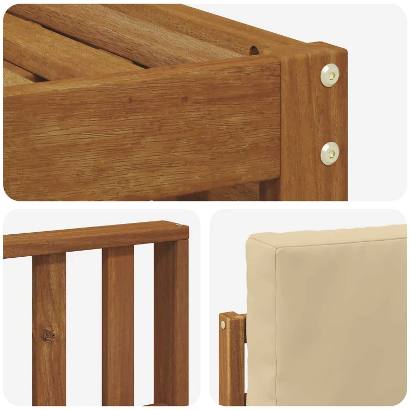 Lauko sofos komplektas su pagalve 5 pcs Natūralus ir bežinis