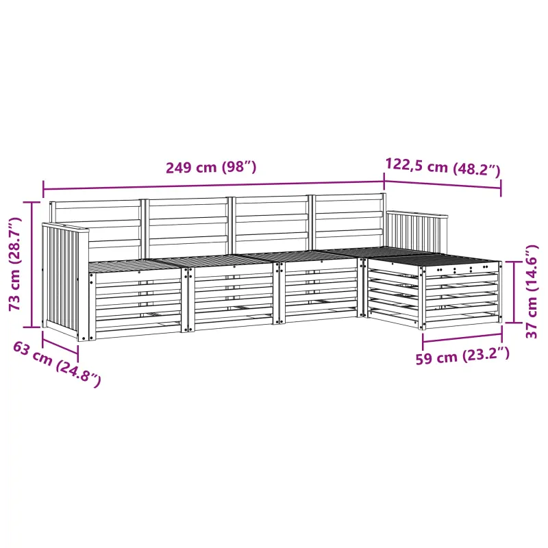 Lauko sofos komplektas 5 pcs Natūrali
