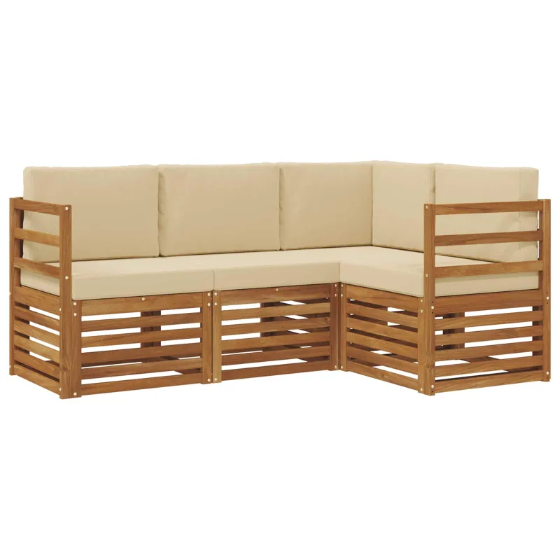 Sofų komplektai su pagalve 4 pcs Natūralus ir bežinis