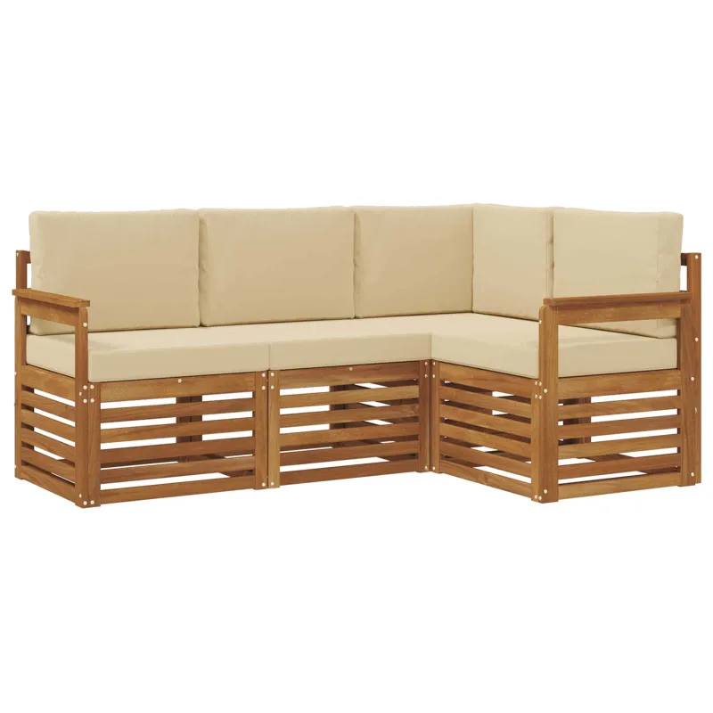 Sofų komplektai su pagalve 4 pcs Natūralus ir bežinis