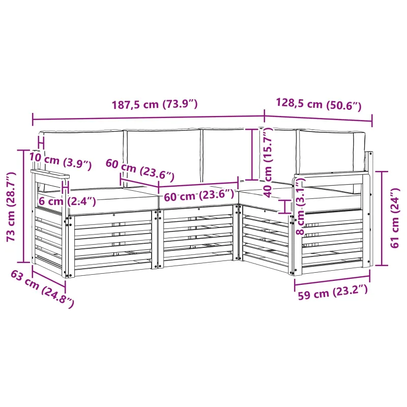 Sofų komplektai su pagalve 4 pcs Natūralus ir bežinis
