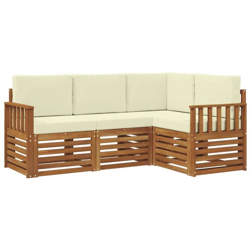 Sofų komplektai su pagalve 4 pcs Natūralus ir grietinėlė