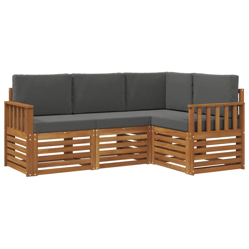 Sofų komplektai su pagalve 4 pcs Natūralus ir antracitas