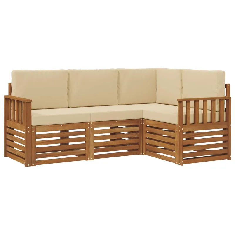 Sofų komplektai su pagalve 4 pcs Natūralus ir bežinis