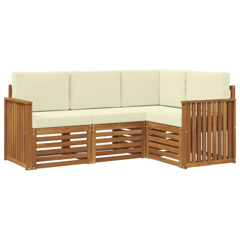Sofų komplektai su pagalve 4 pcs Natūralus ir grietinėlė
