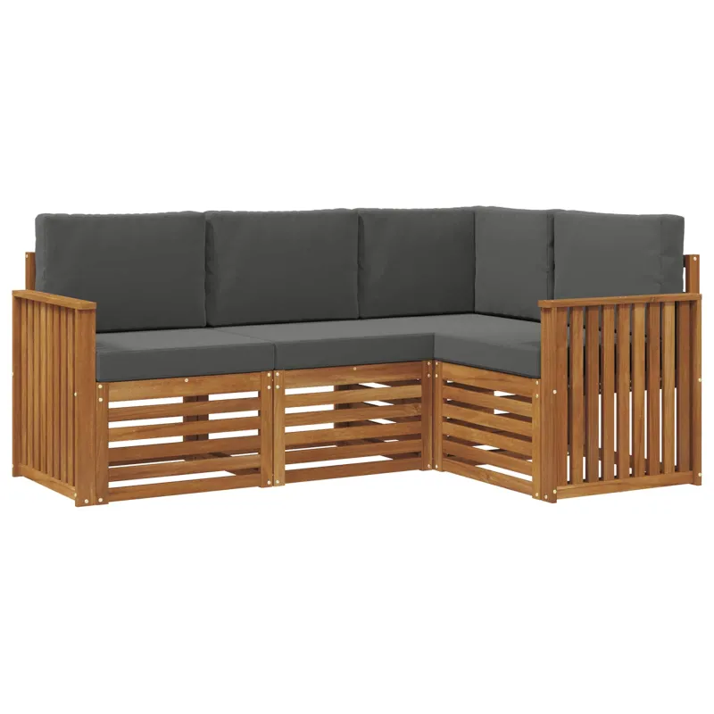 Sofų komplektai su pagalve 4 pcs Natūralus ir antracitas