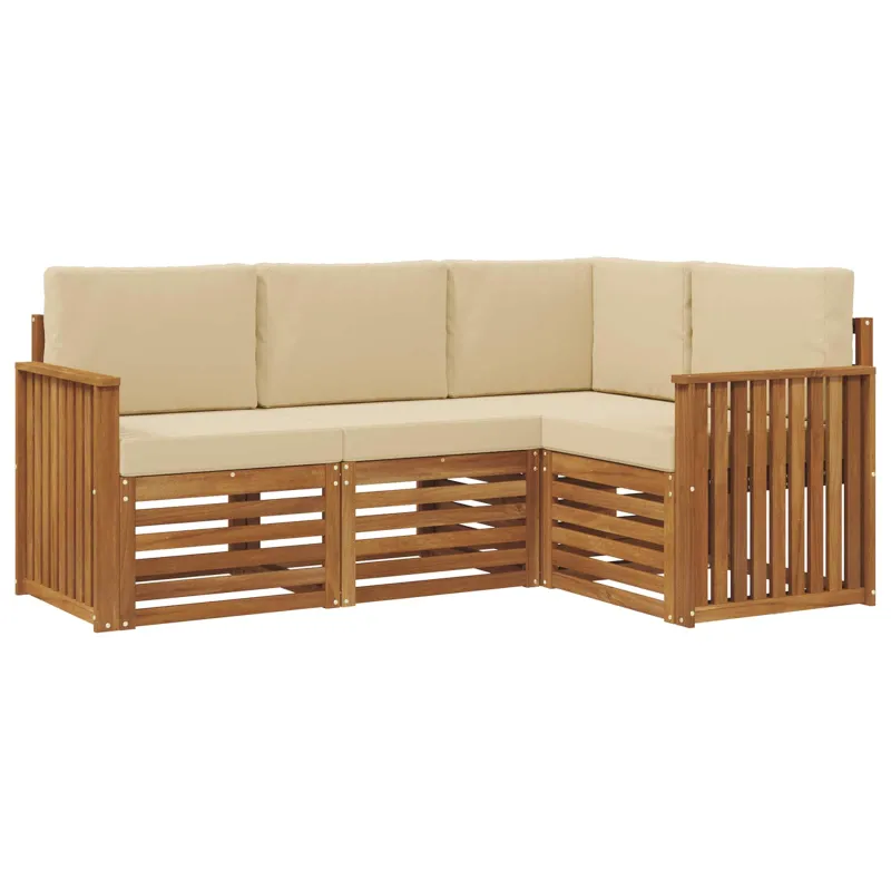 Sofų komplektai su pagalve 4 pcs Natūralus ir bežinis