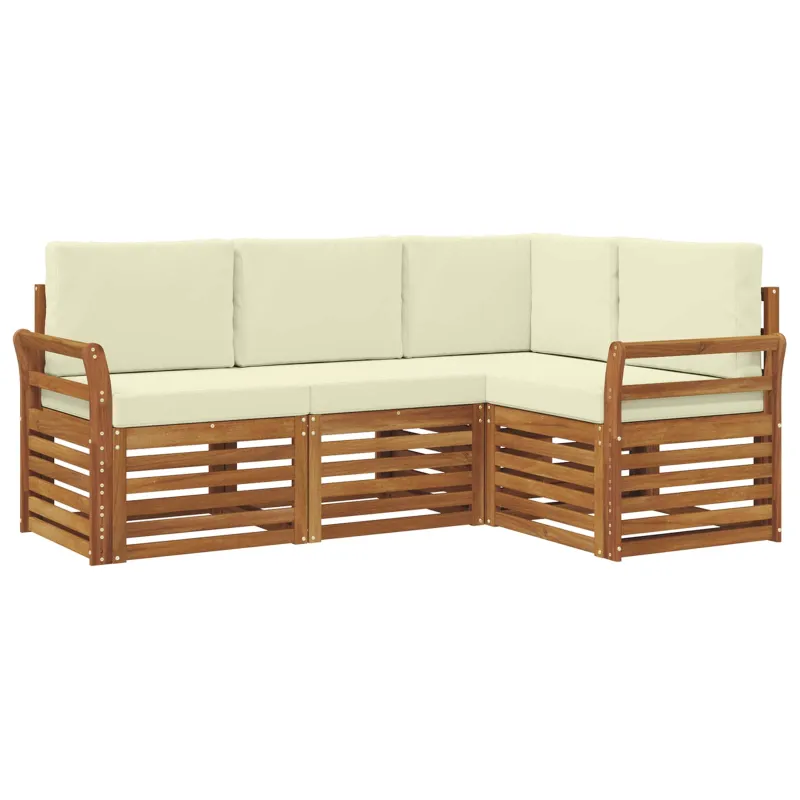 Sofų komplektai su pagalve 4 pcs Natūralus ir grietinėlė