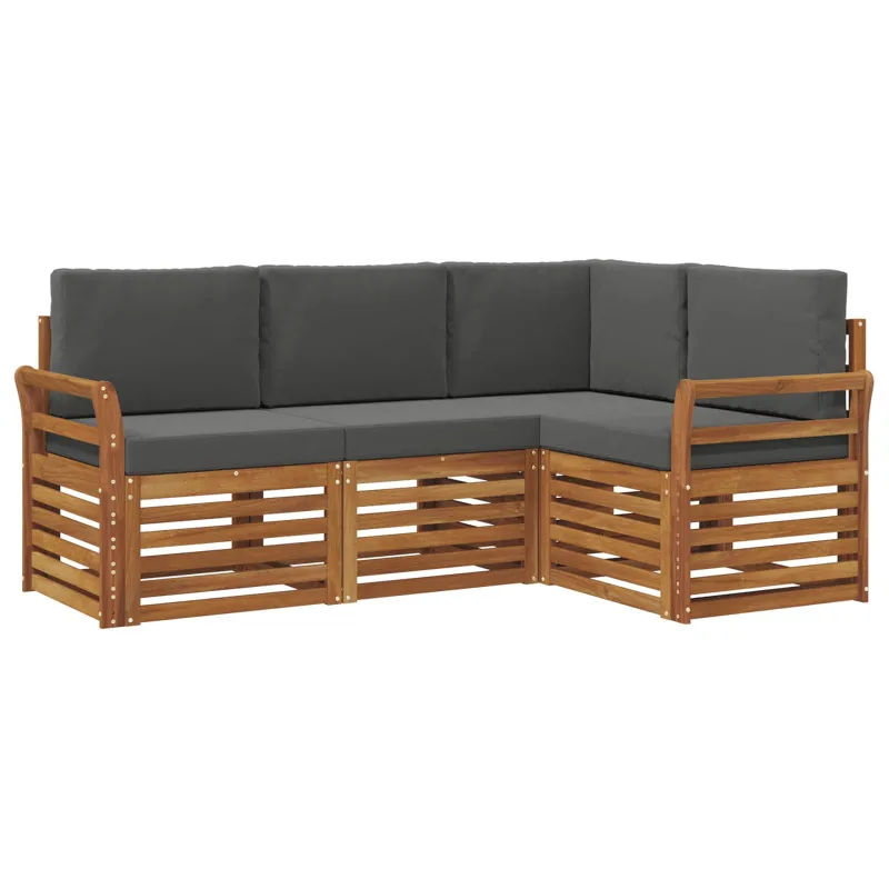 Sofų komplektai su pagalve 4 pcs Natūralus ir antracitas