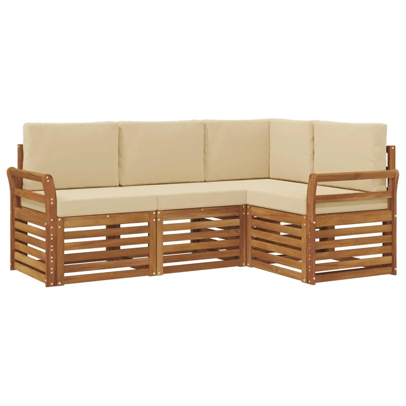 Sofų komplektai su pagalve 4 pcs Natūralus ir bežinis