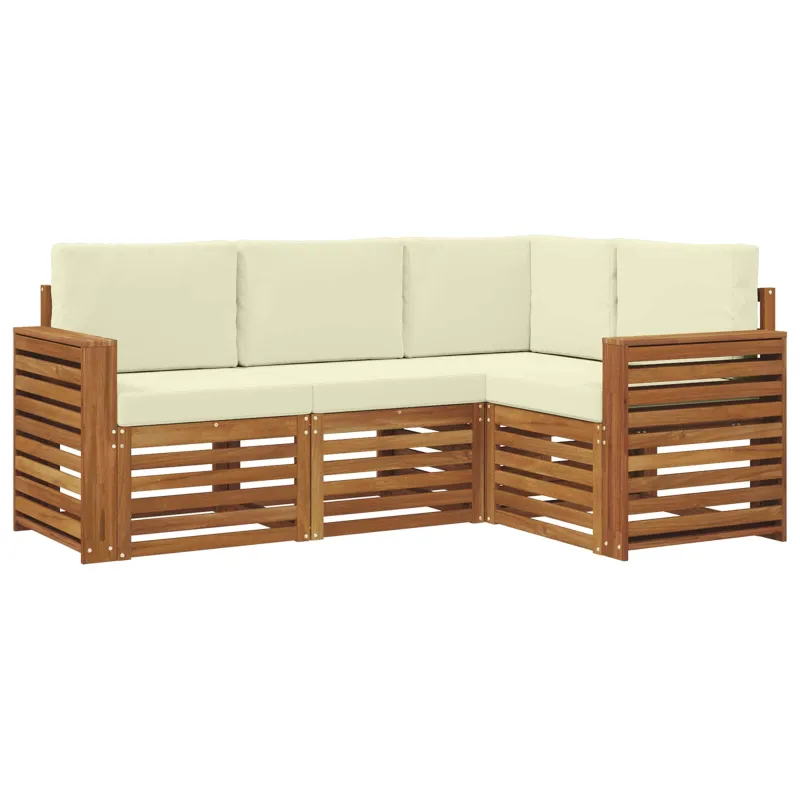 Sofų komplektai su pagalve 4 pcs Natūralus ir grietinėlė