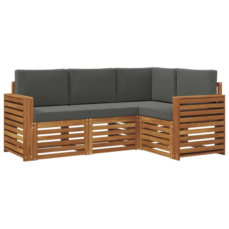 Sofų komplektai su pagalve 4 pcs Natūralus ir antracitas