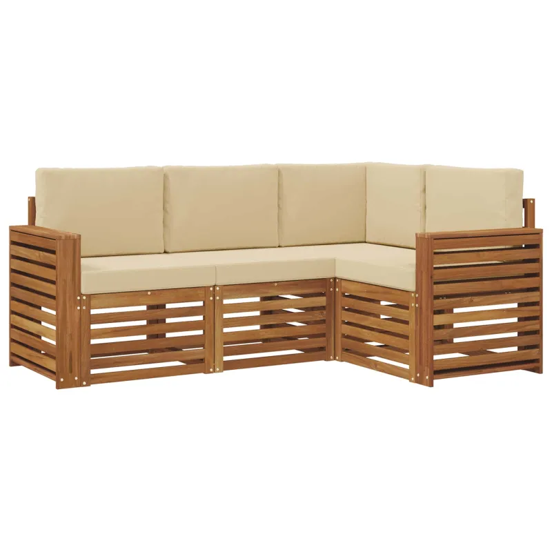 Sofų komplektai su pagalve 4 pcs Natūralus ir bežinis