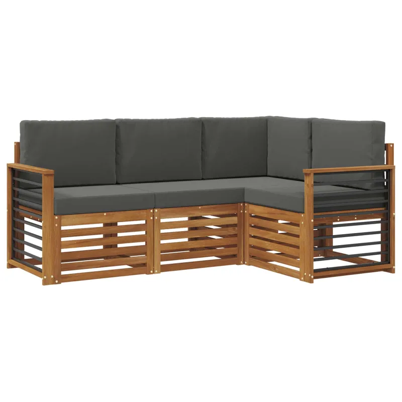 Sofų komplektai su pagalve 4 pcs Natūralus ir antracitas