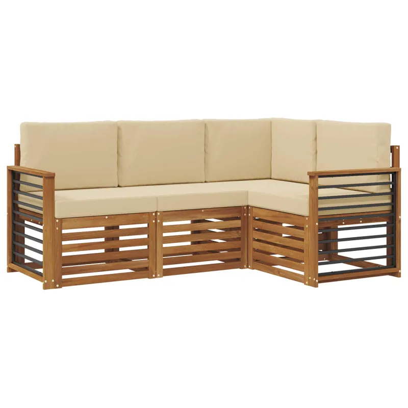 Sofų komplektai su pagalve 4 pcs Natūralus ir bežinis
