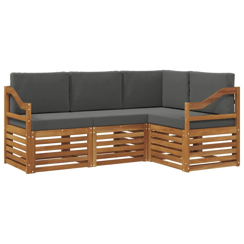 Sofų komplektai su pagalve 4 pcs Natūralus ir antracitas