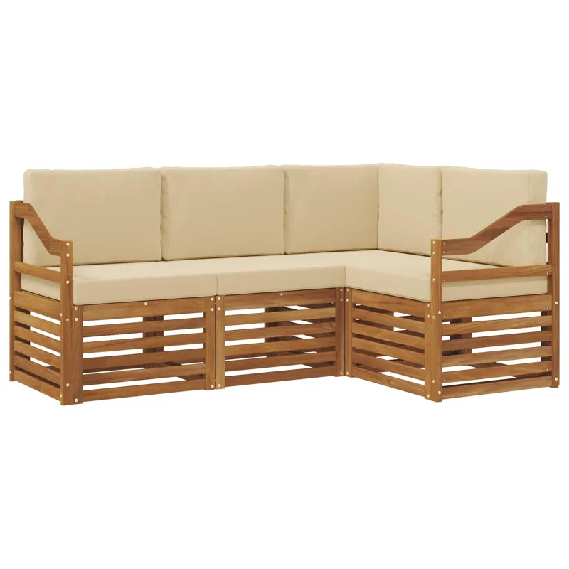 Sofų komplektai su pagalve 4 pcs Natūralus ir bežinis
