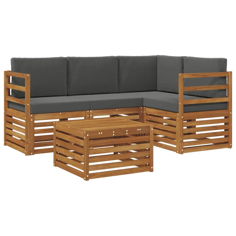 Lauko sofos komplektas su pagalve 5 pcs Natūralus ir antracitas