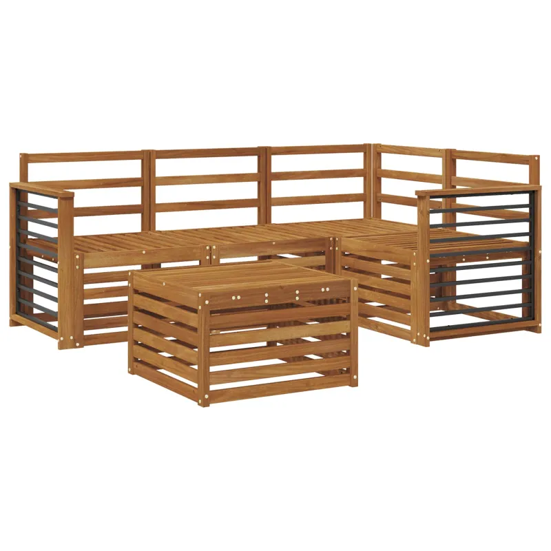 Lauko sofos komplektas 5 pcs Natūrali Kietos akacijos mediena