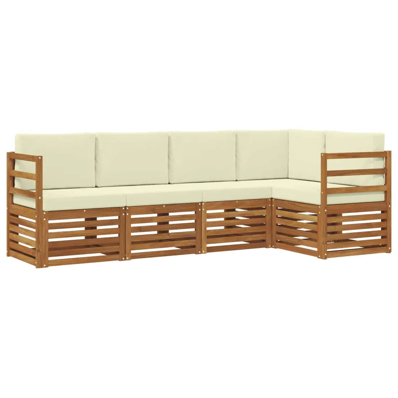Sekcijos sofų komplektas 5 pcs Natūralus ir grietinėlė