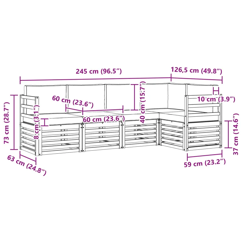 Sekcijos sofų komplektas 5 pcs Natūralus ir grietinėlė