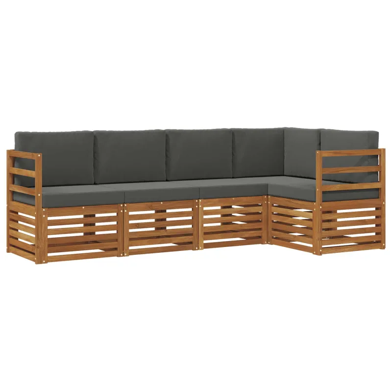 Sekcijos sofų komplektas 5 pcs Natūralus ir antracitas