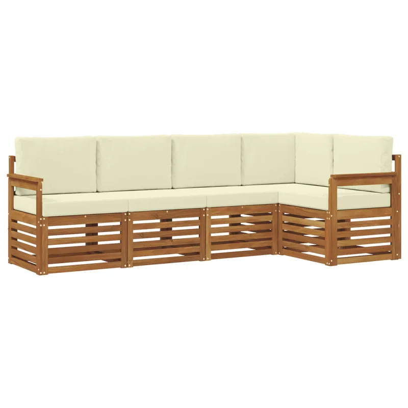 Sekcijos sofų komplektas 5 pcs Natūralus ir grietinėlė