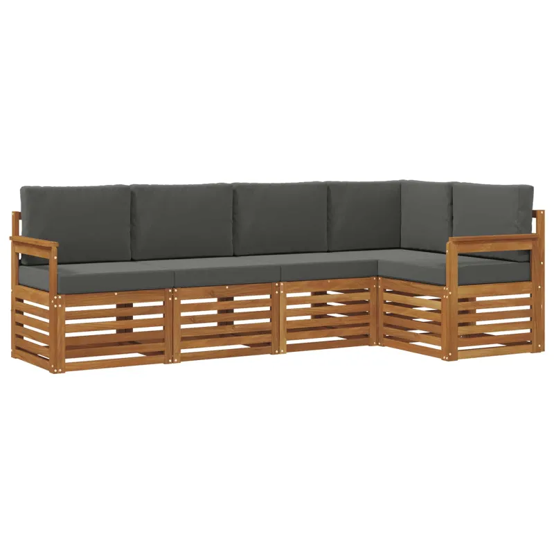 Sekcijos sofų komplektas 5 pcs Natūralus ir antracitas