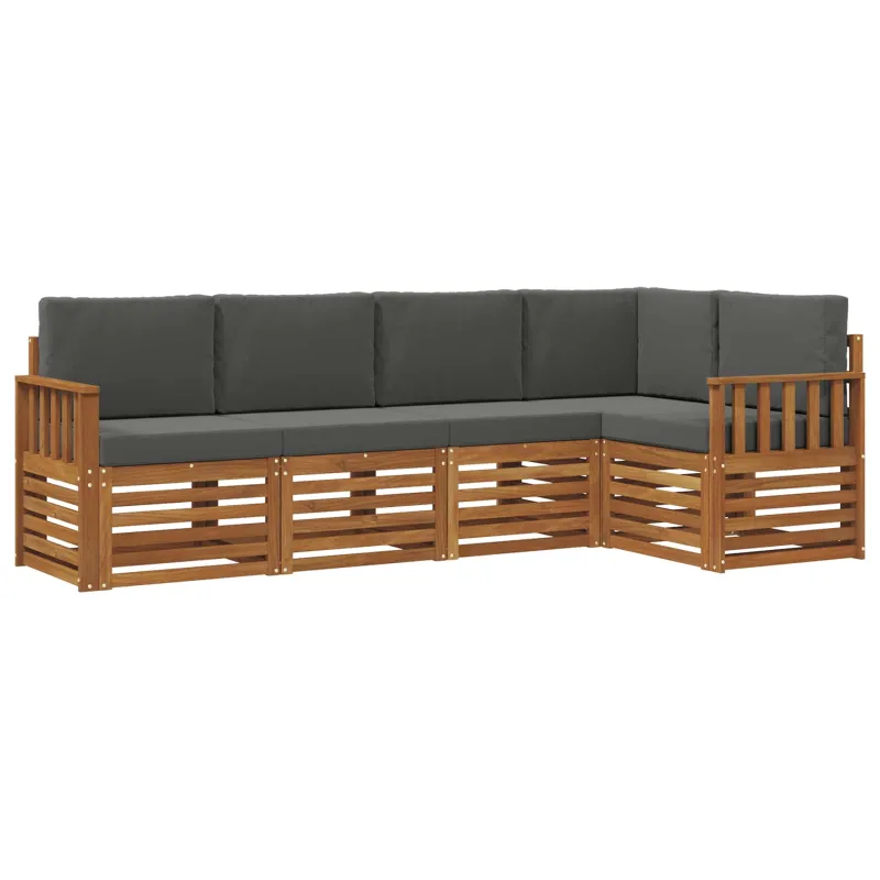 Sekcijos sofų komplektas 5 pcs Natūralus ir antracitas