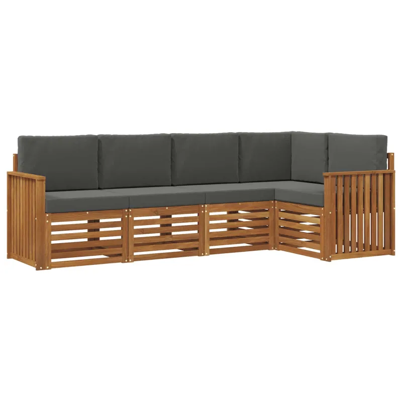 Sekcijos sofų komplektas 5 pcs Natūralus ir antracitas