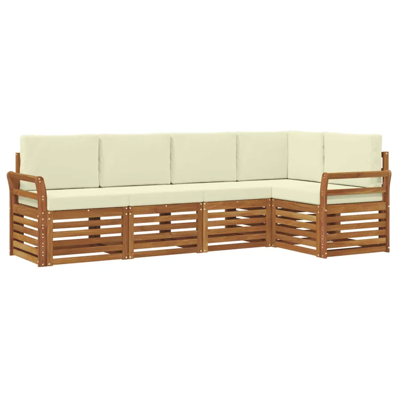 Sekcijos sofų komplektas 5 pcs Natūralus ir grietinėlė