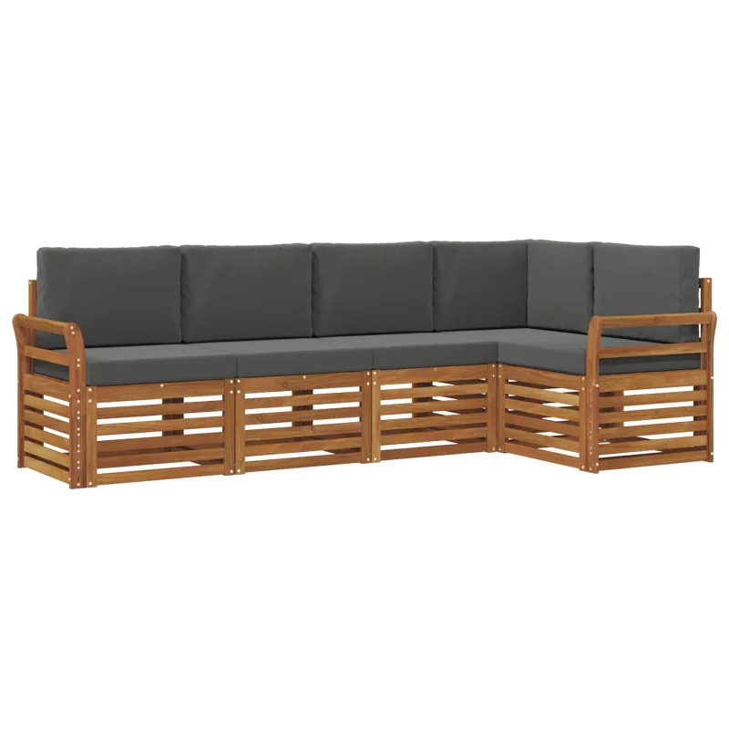 Sekcijos sofų komplektas 5 pcs Natūralus ir antracitas
