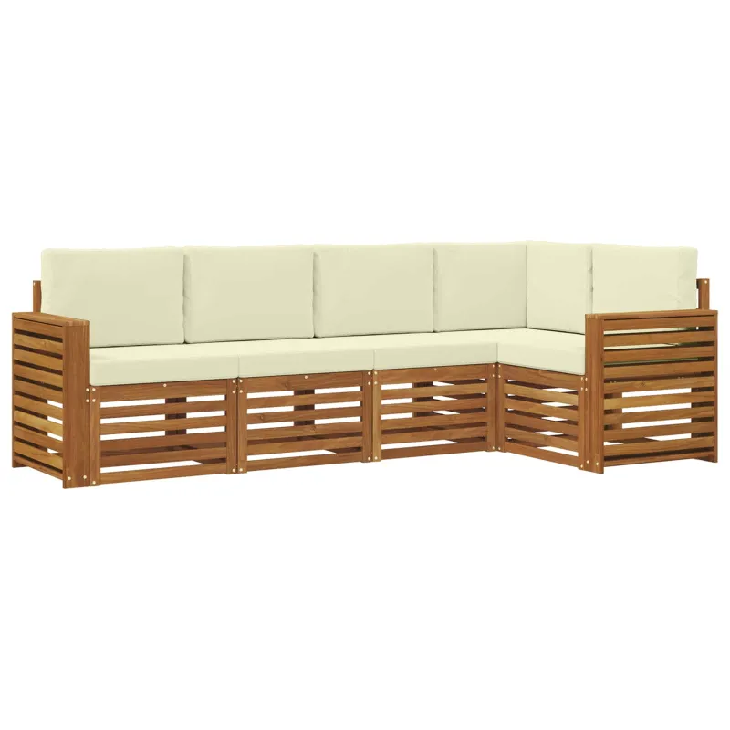 Sekcijos sofų komplektas 5 pcs Natūralus ir grietinėlė